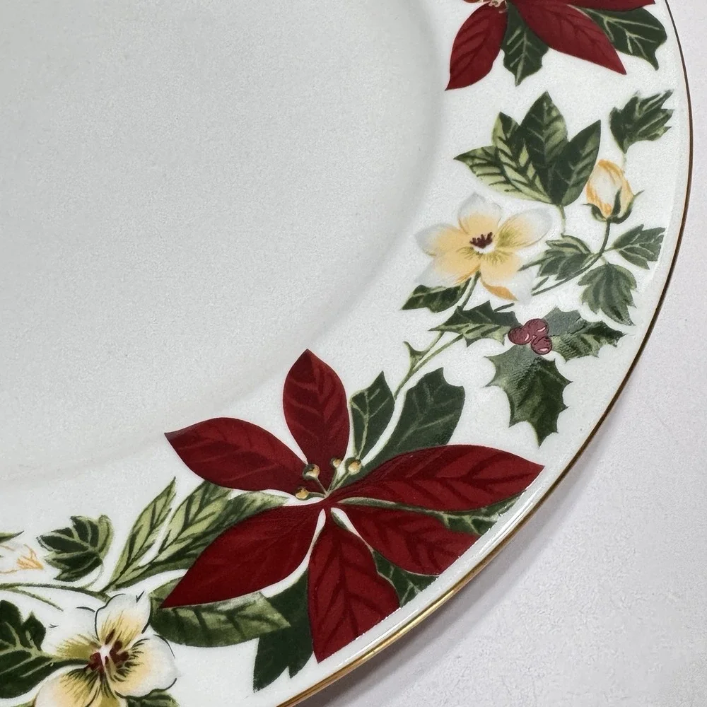 Gibson Poinsettia Christmas Holiday Platter Vegetable Servicing Large Vtg 13
